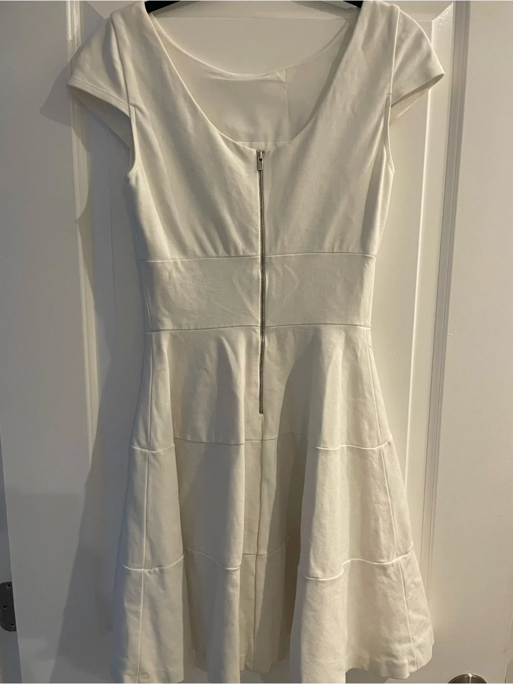 Banana Republic White Short Sleeve Fit-and-Flare Mini Dress - Picture 4 of 5